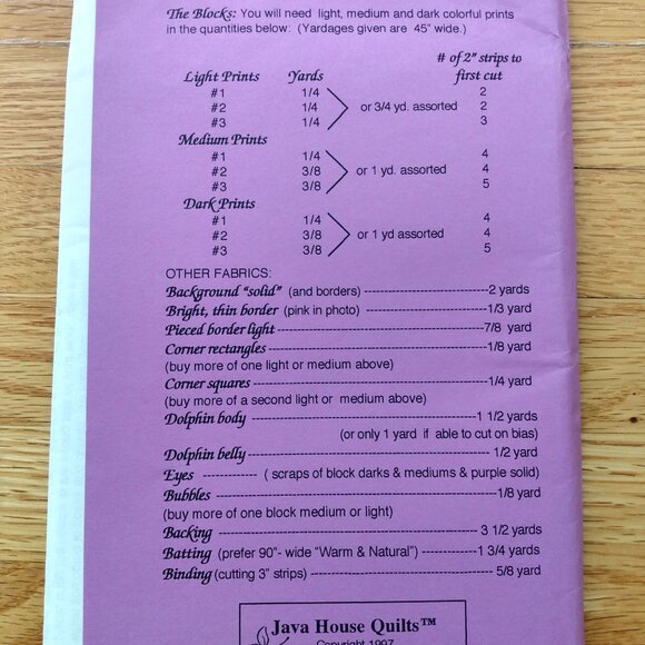 Vintage 90s Dolphin Quilt Sewing Pattern 60x66 - Picture 4 of 11